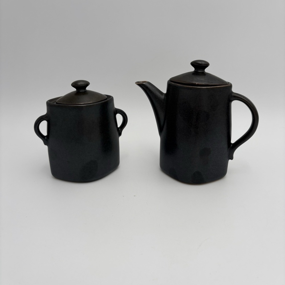 MCM Lindt Stymeist Craftworks Chocolate Brown Piano Creamer Sugar Set Japan Made